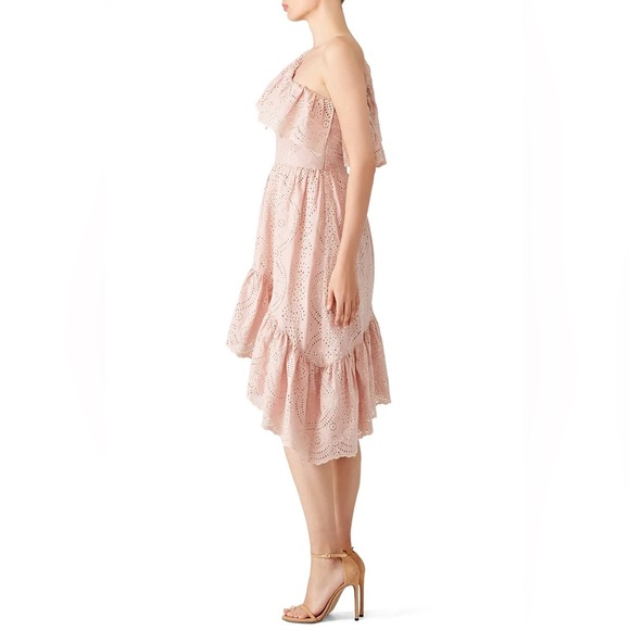 LoveShackFancy / Pink Pamela Party One Shoulder Eyelet Dress cotton small S - Picture 2 of 9